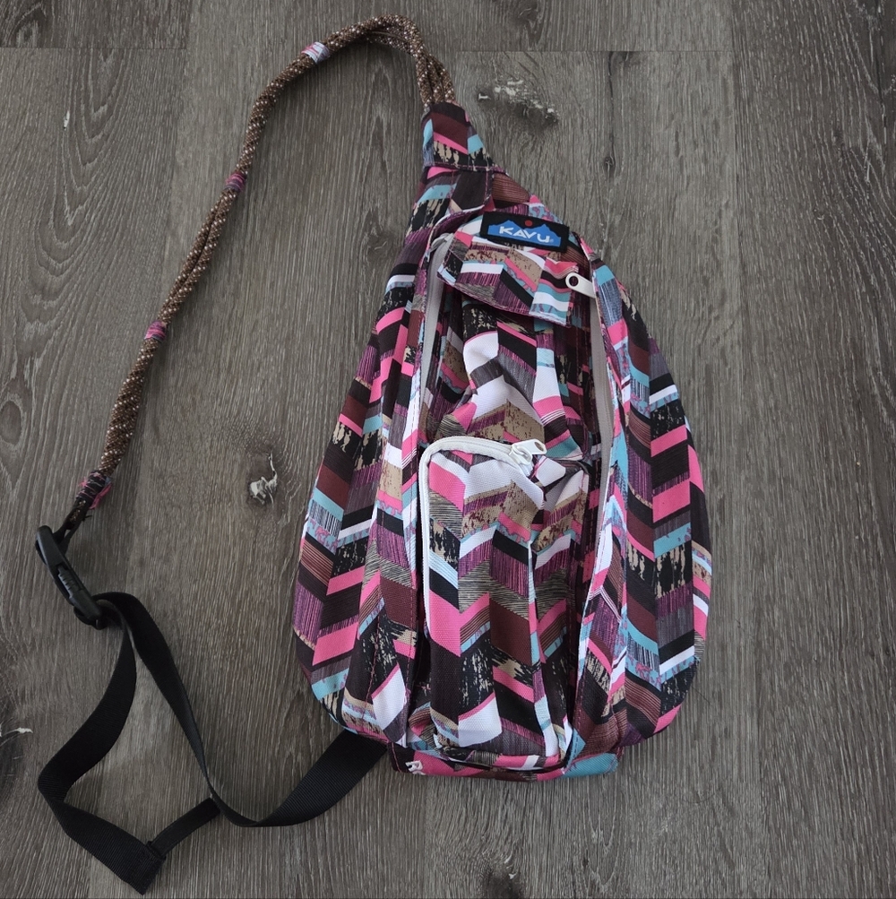Kavu Mini Rope Sunset Blocks Pattern Messenger Bag - image 1